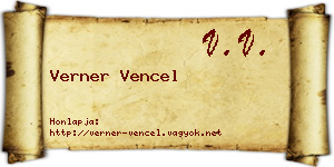 Verner Vencel névjegykártya